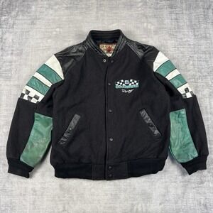 Vintage Team Goodwrench Jacket Mens Large Choko Varsity NASCAR Leather Wool